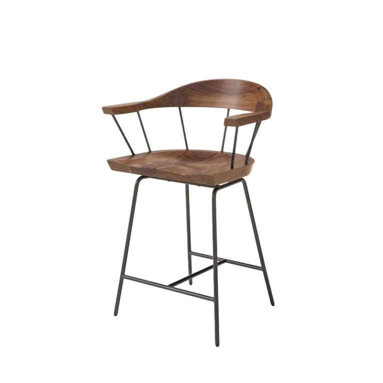 Tabouret haut SPINDLE H 61 Noyer/ gunmetal BASSAMFELLOWS