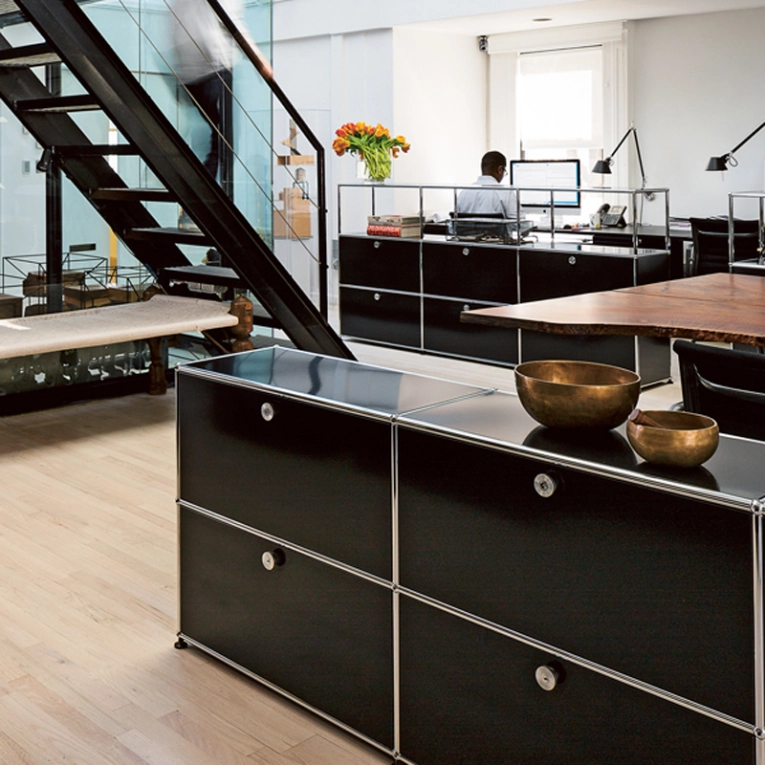 Meuble de rangement USM HALLER E2 Noir graphite USM HALLER