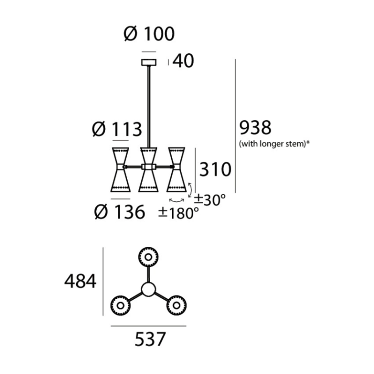 Suspension MEGAFONO Ø 53 Noir STILNOVO