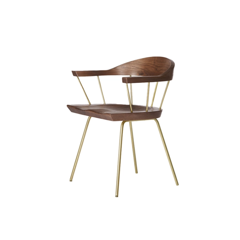 Chaise SPINDLE Noyer/ laiton satiné  BASSAMFELLOWS