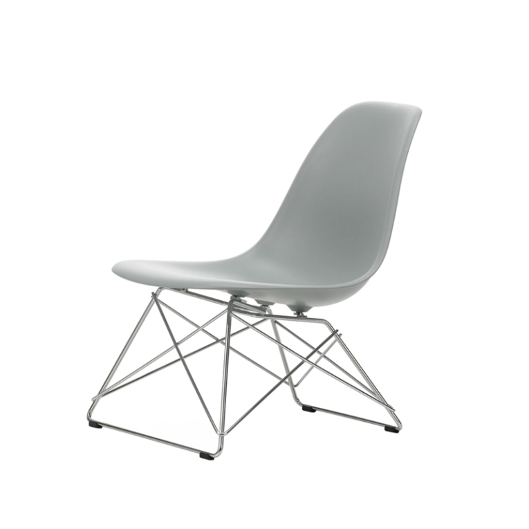 Fauteuil EAMES PLASTIC CHAIR LSR Gris clair RE/ chromé brillant VITRA
