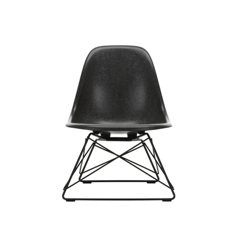 Fauteuil EAMES FIBERGLASS CHAIR LSR Gris foncé Eames/ noir finition époxy VITRA