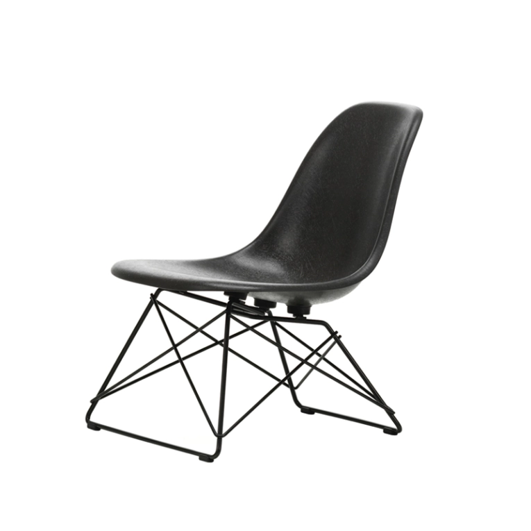 Fauteuil EAMES FIBERGLASS CHAIR LSR Gris foncé Eames/ noir finition époxy VITRA