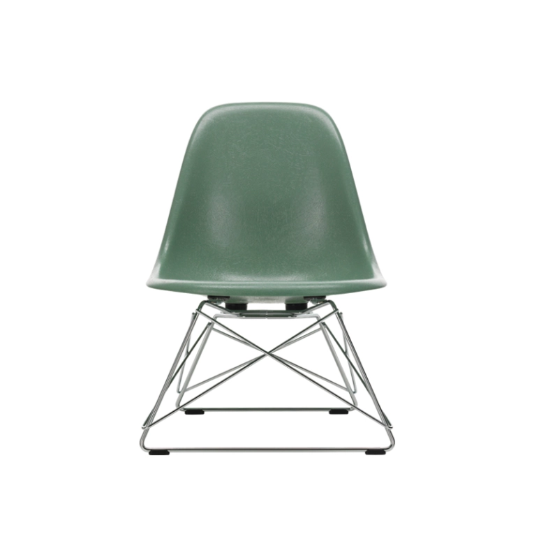 Fauteuil EAMES FIBERGLASS CHAIR LSR Vert mousse/ chromé brillant VITRA