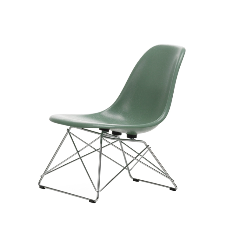 Fauteuil EAMES FIBERGLASS CHAIR LSR Vert mousse/ chromé brillant VITRA