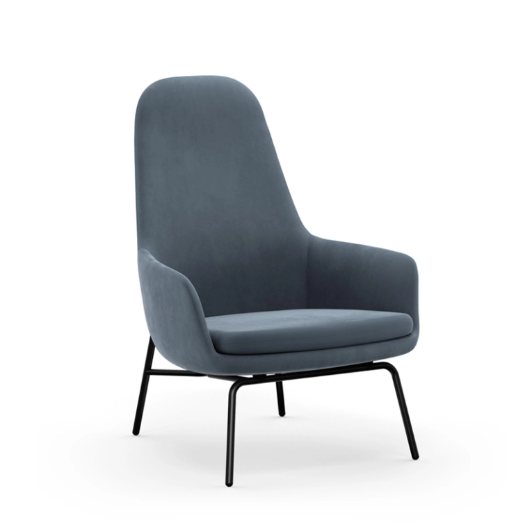 Fauteuil ERA HIGH pieds acier City Velvet 50 Normann Copenhagen