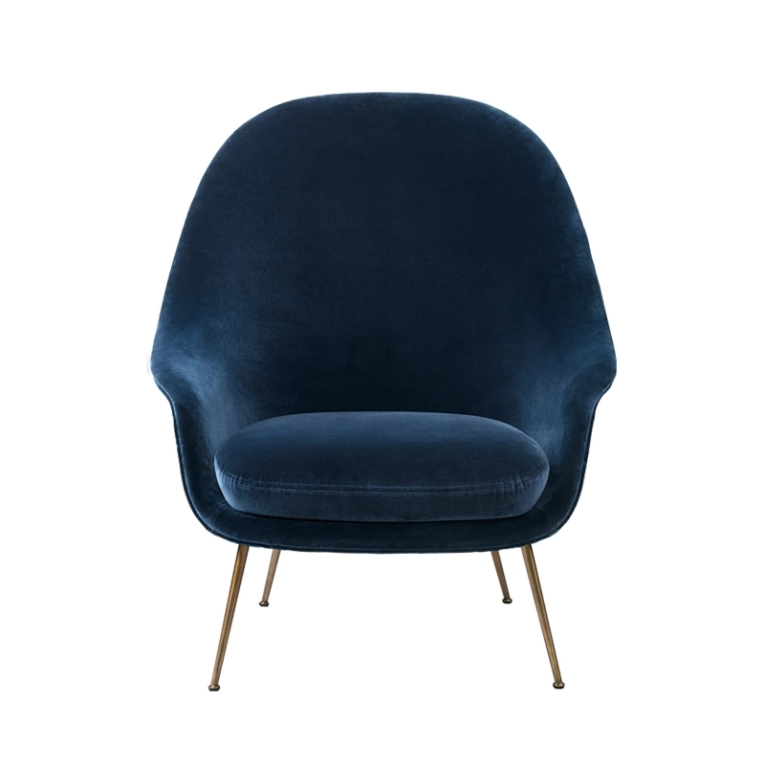 Fauteuil BAT LOUNGE dossier haut Velvet 4958 GUBI