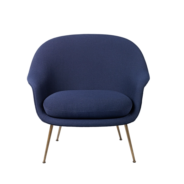 Fauteuil BAT LOUNGE dossier bas Bleu foncé 554 GUBI