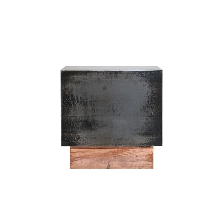 Table d'appoint guéridon LOREN 42x42 Fer/ Cuivre BAXTER MADE IN ITALY