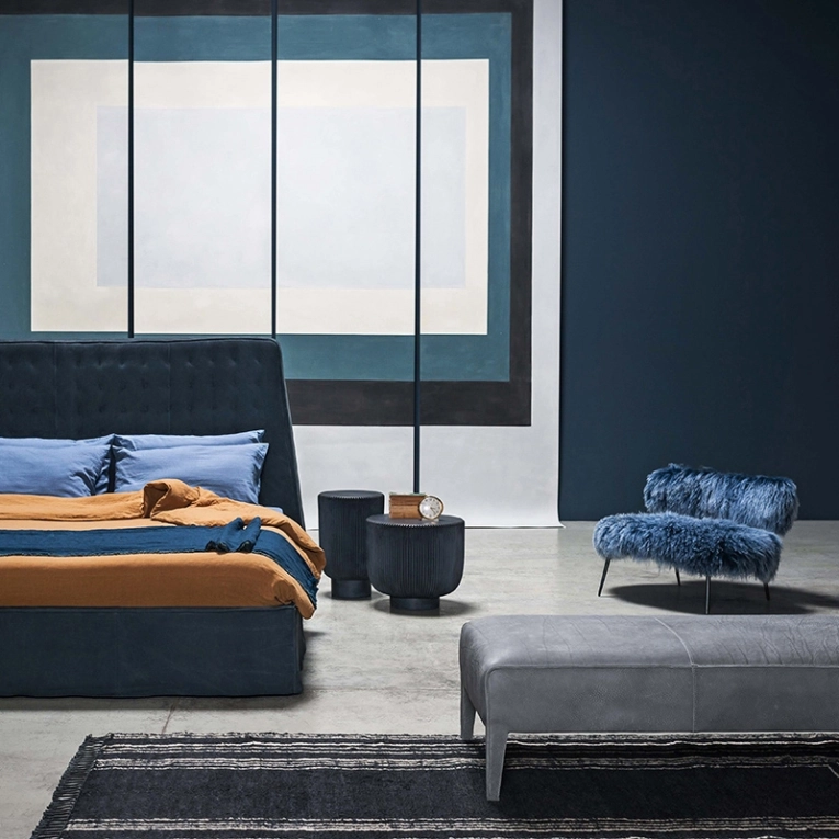 Fauteuil NEPAL MAMA Mongolia bleu BAXTER MADE IN ITALY