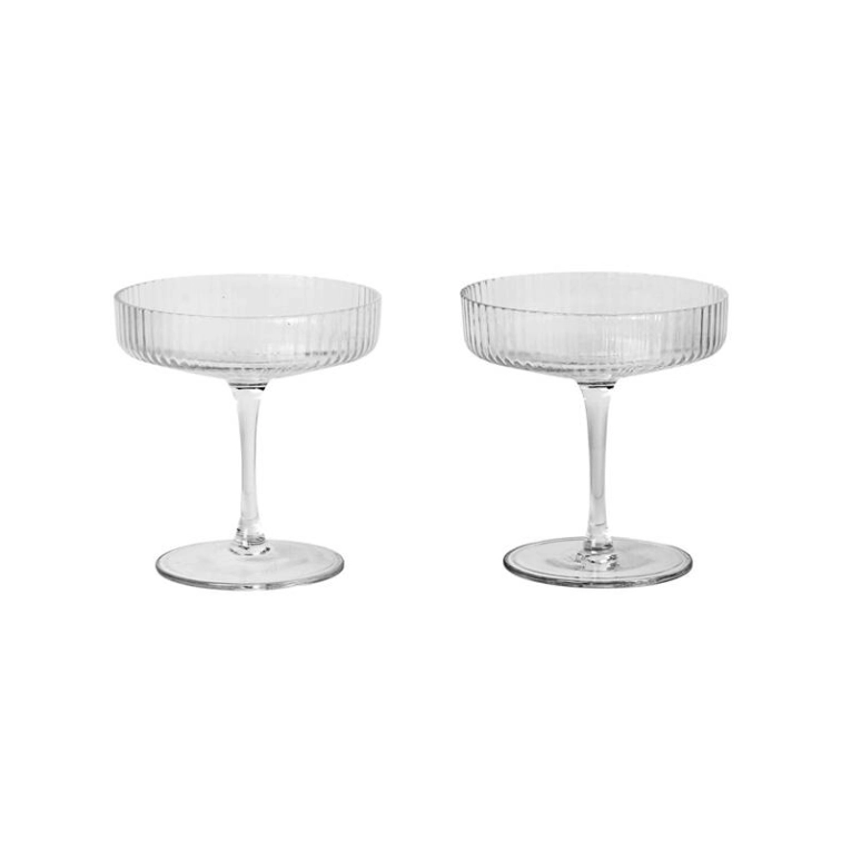 Carafe & verre Set de 2 coupes à Champagne RIPPLE Transparent FERM LIVING