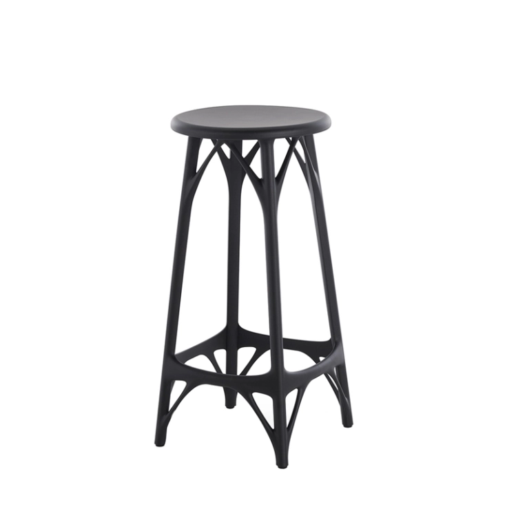 Tabouret haut A.I. STOOL LIGHT H 65 Noir KARTELL