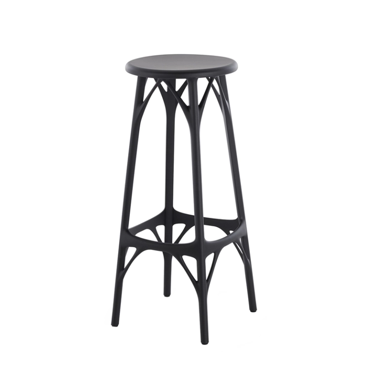 Tabouret haut A.I. STOOL LIGHT H 75 Noir KARTELL