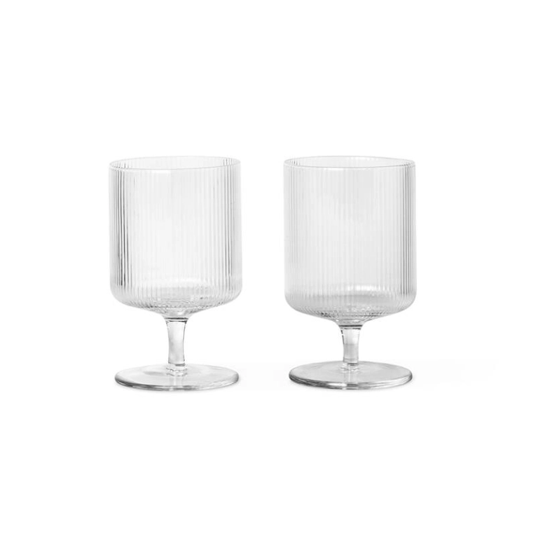 Carafe & verre Set de 2 verres à vin RIPPLE Transparent FERM LIVING