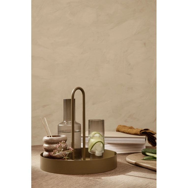 Carafe & verre Set de 4 verres long drink RIPPLE Gris fumé FERM LIVING