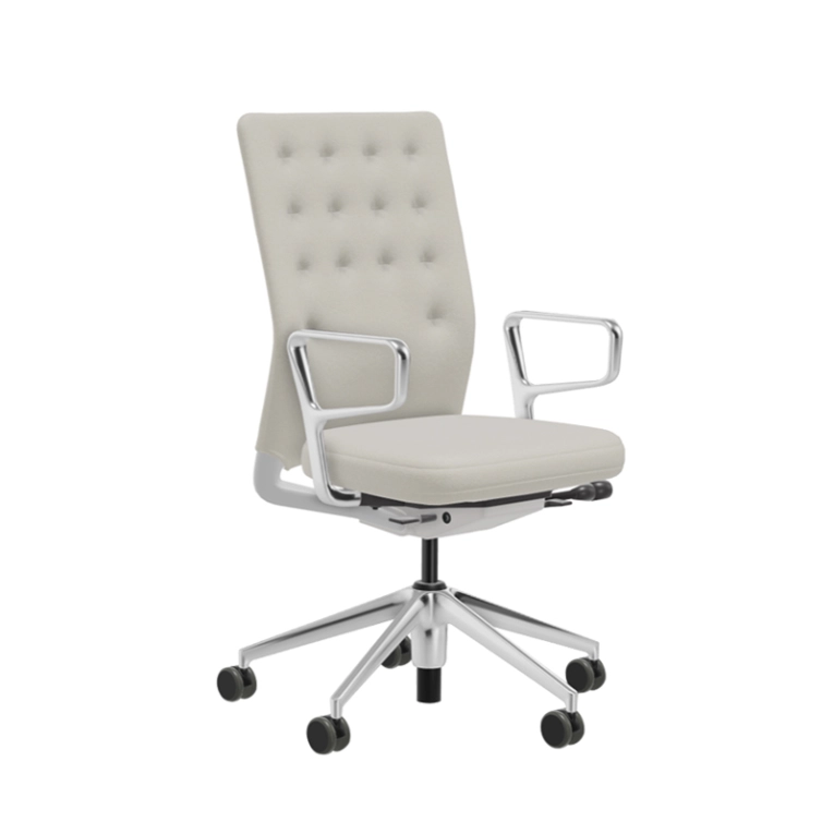 Fauteuil de bureau ID TRIM accoudoirs fermés Plano parchemin/ blanc crème VITRA