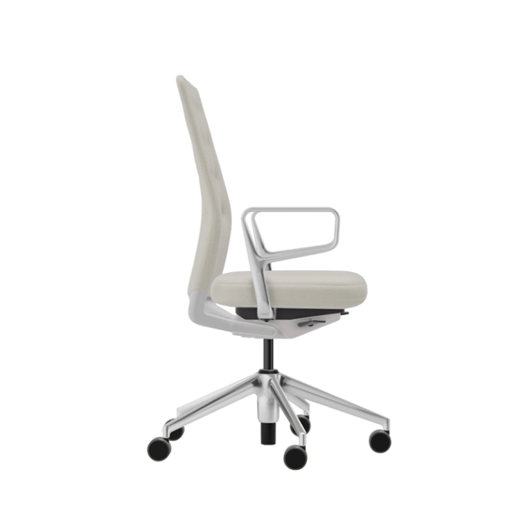 Fauteuil de bureau ID TRIM accoudoirs fermés Plano parchemin/ blanc crème VITRA