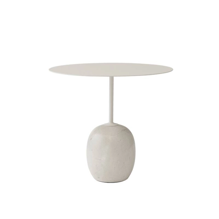 Table d'appoint guéridon LATO LN9 Blanc & marbre Diva crème AND TRADITION