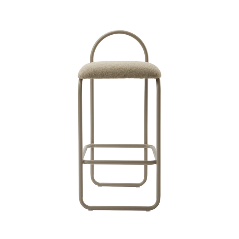 Tabouret haut ANGUI H 65 Taupe bouclé AYTM