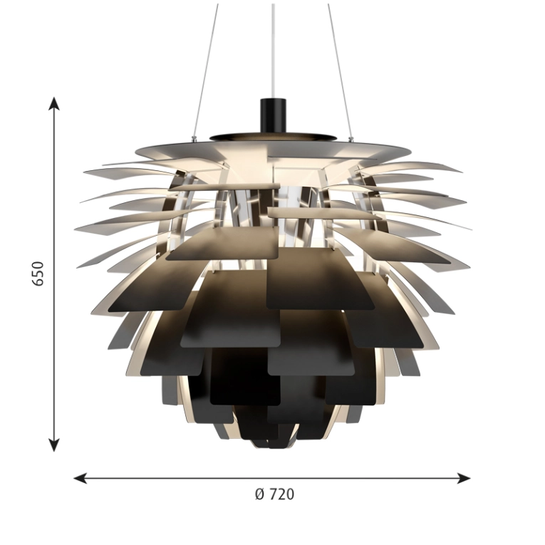 Suspension PH ARTICHOKE Ø72 Noir LOUIS POULSEN
