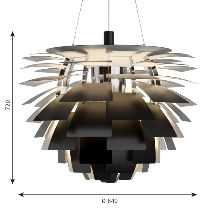 Suspension PH ARTICHOKE Ø84 Noir LOUIS POULSEN
