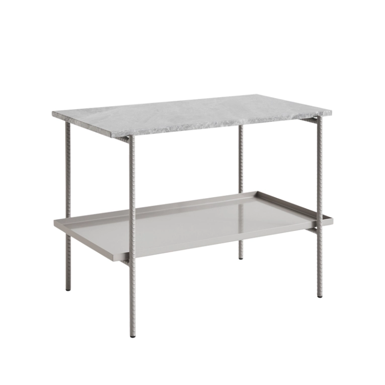 Table d'appoint guéridon REBAR 75x44 Marbre gris/ gris HAY