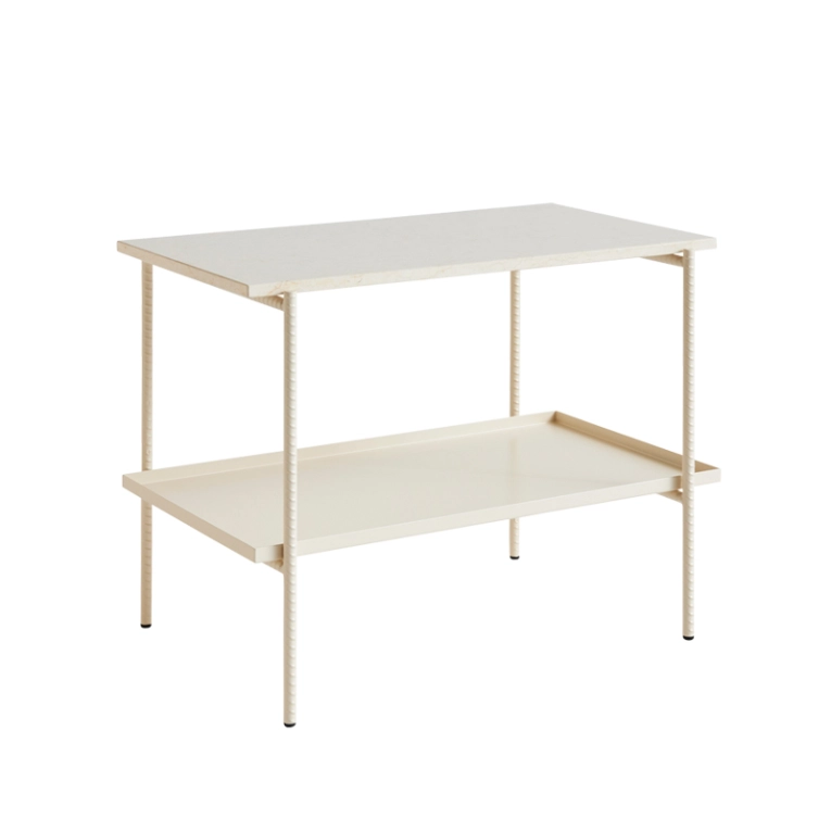 Table d'appoint guéridon REBAR 75x44 Marbre beige/ albâtre HAY
