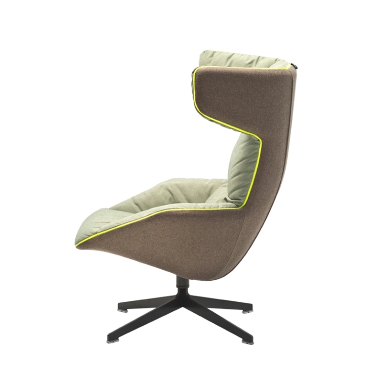 Fauteuil TAKE A LINE FOR A WALK Intérieur vert 932, extérieur brun 260 MOROSO