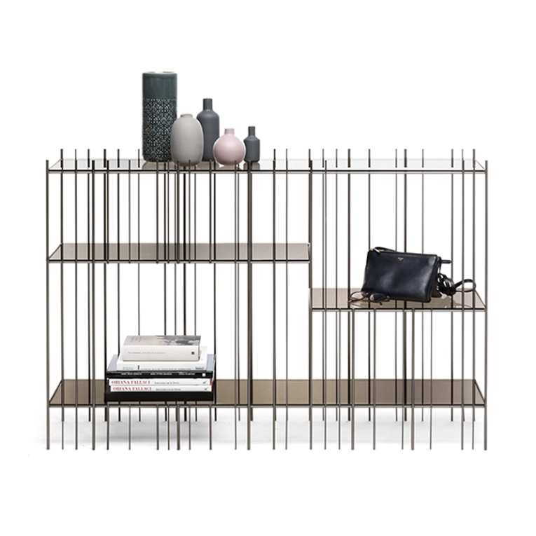 Console METRICA Métal bruni/ verre bronze MOGG