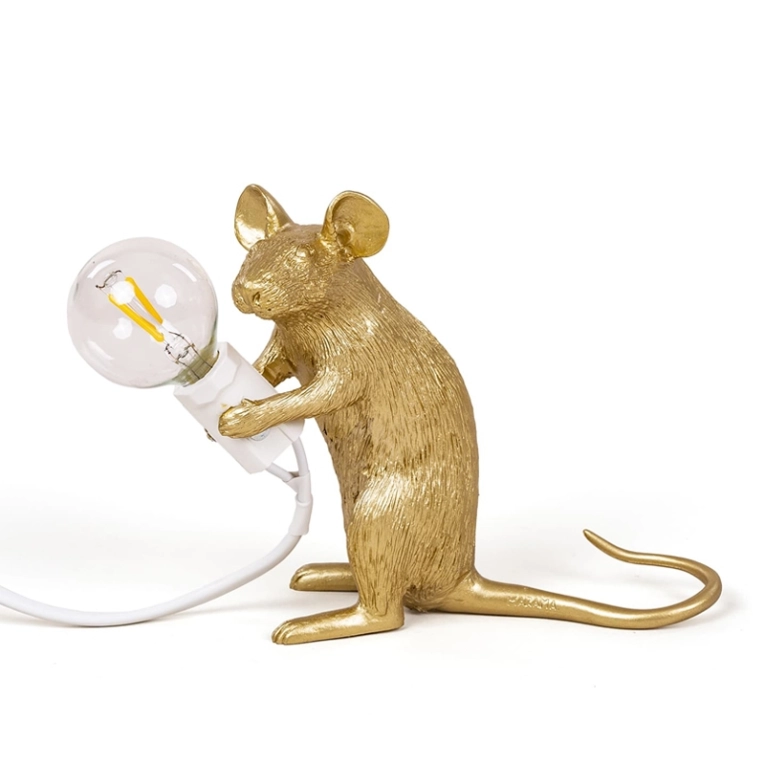 Lampe à poser MOUSE Sitting USB Doré SELETTI