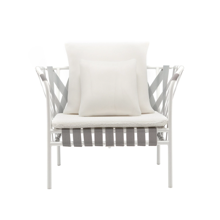 Fauteuil extérieur Fauteuil INOUT 851 Blanc/ sangles grises/ Aspen 03 GERVASONI