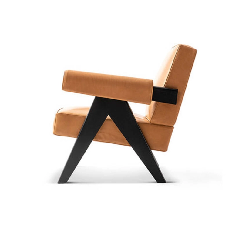 Fauteuil CAPITOL COMPLEX Cuir Naturale / chêne teinté noir CASSINA