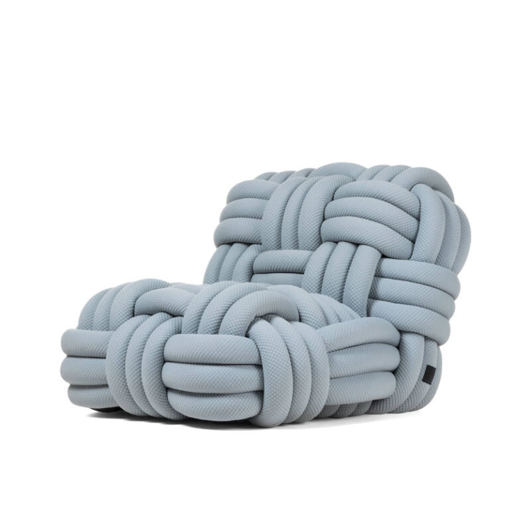 Fauteuil KNITTY Bleu clair texturé MOOOI