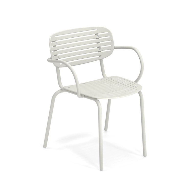 Chaise extérieur MOM avec accoudoirs Blanc mat EMU