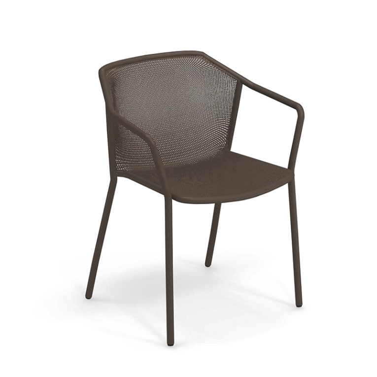 Chaise extérieur DARWIN avec accoudoirs Marron d'Inde EMU
