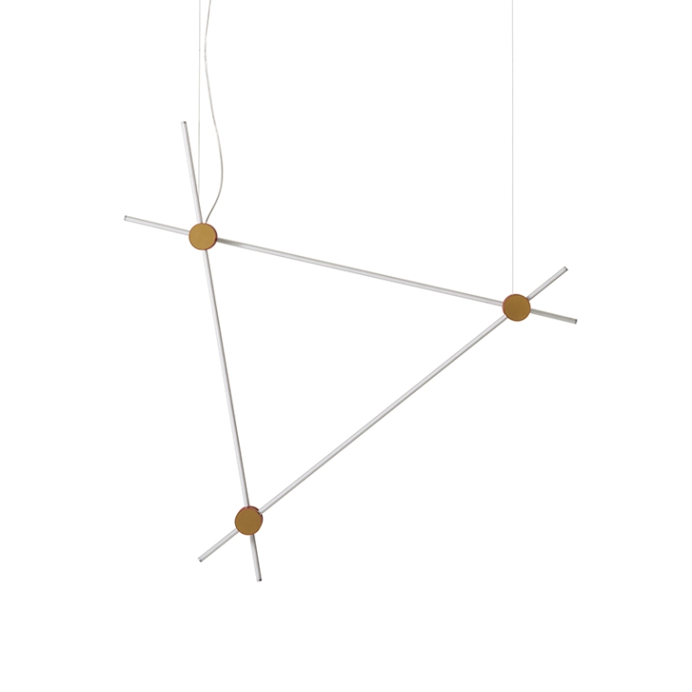 Suspension EITIE TRIANGLE VERTICAL 170 Joints ronds rouge et or CASSINA