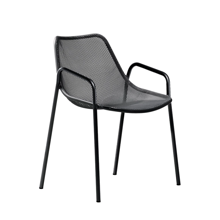 Chaise extérieur ROUND avec accoudoirs Noir EMU