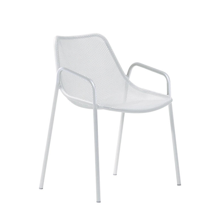 Chaise extérieur ROUND avec accoudoirs Blanc mat EMU