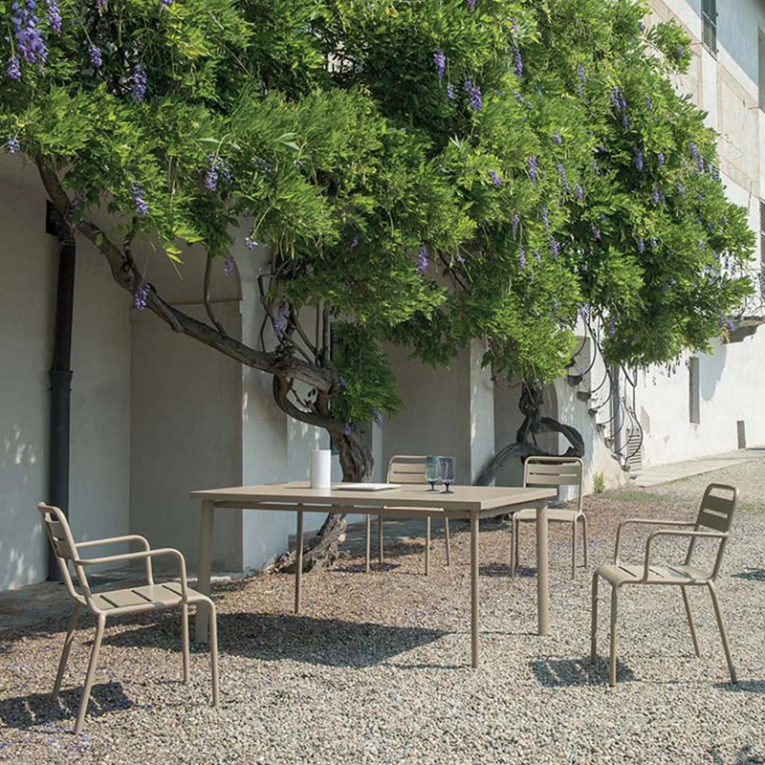 Chaise extérieur STAR avec accoudoirs Gris Vert EMU