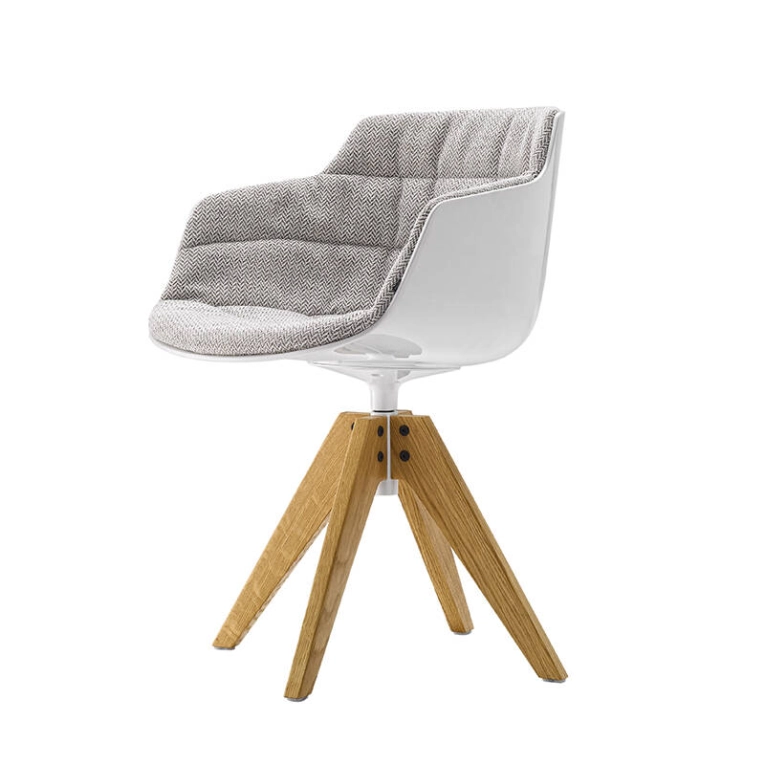 Chaise FLOW SLIM rembourrée pied VN bois Monaco R314 MDF
