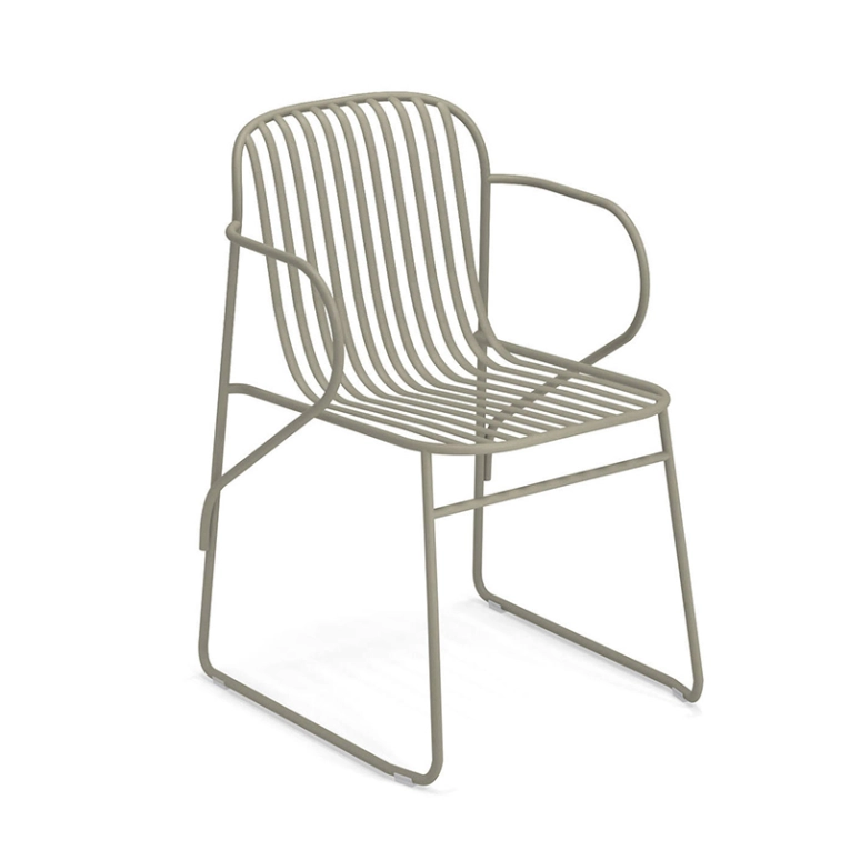 Chaise extérieur RIVIERA avec accoudoirs Gris Vert EMU