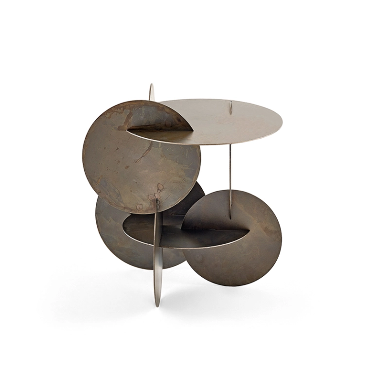 Table d'appoint guéridon MONETE Métal bruni GALLOTTI & RADICE