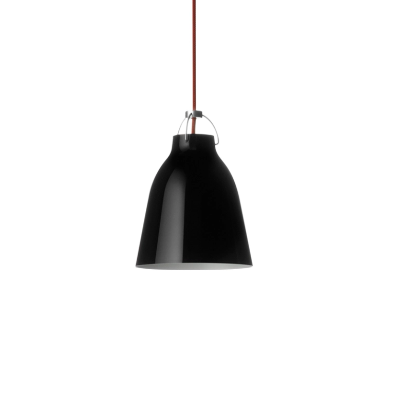 Suspension CARAVAGGIO P1 Noir brillant/ câble rouge FRITZ HANSEN