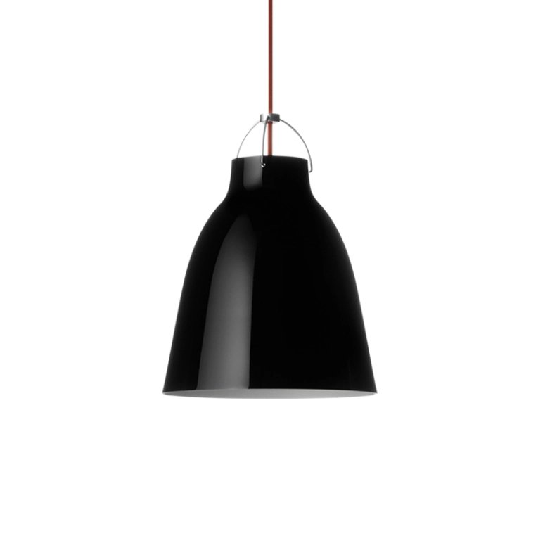 Suspension CARAVAGGIO P2 Noir brillant/ câble rouge FRITZ HANSEN
