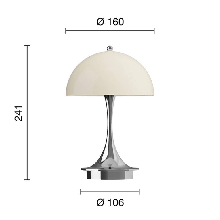 Lampe sans fil PANTHELLA 160 PORTABLE V3 Beige opal/ chrome LOUIS POULSEN