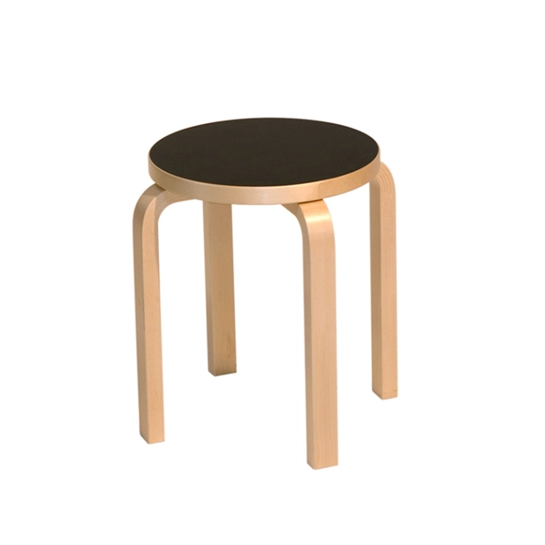 Tabouret E60 4 pieds Linoléum noir ARTEK