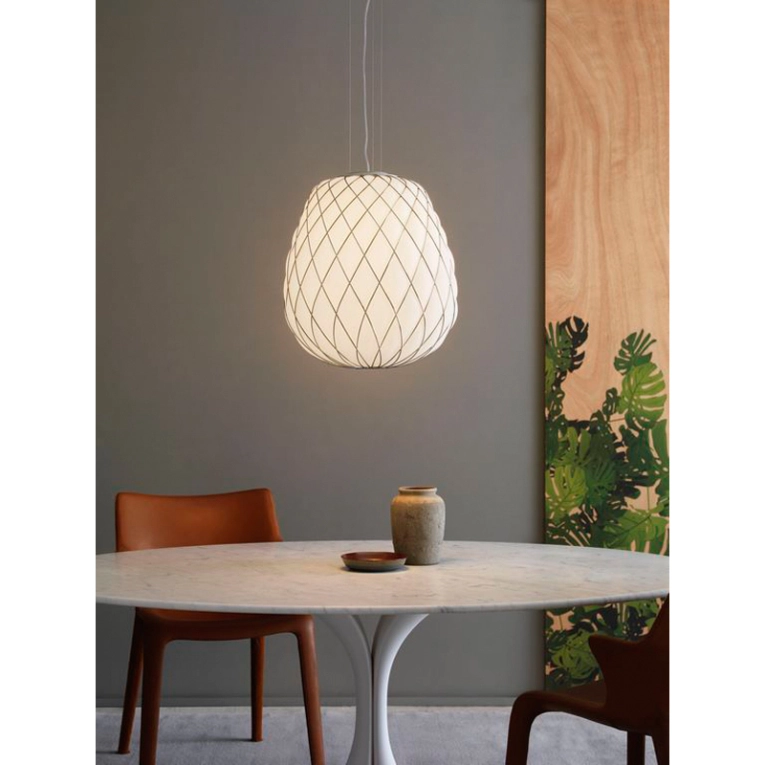 Suspension PINECONE Large Chrome/ blanc FONTANA ARTE