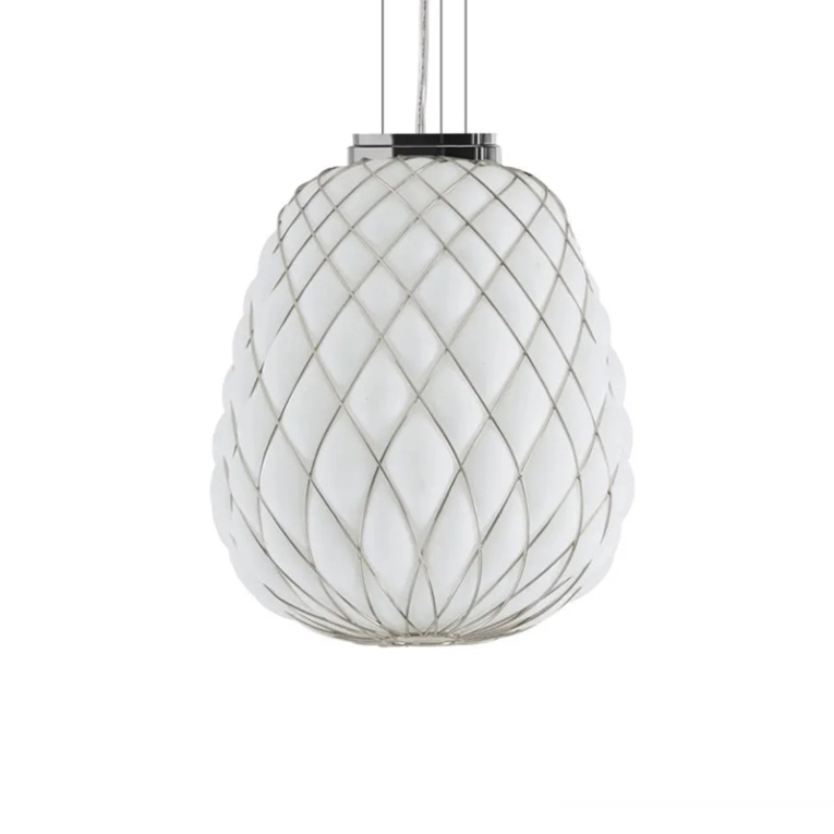 Suspension PINECONE Large Chrome/ blanc FONTANA ARTE
