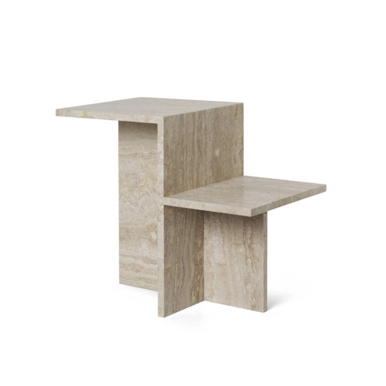 Table d'appoint guéridon DISTINCT Travertin Travertin FERM LIVING