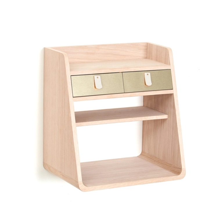 Etagère Rangement mural SUZON Chêne/ tiroirs blancs HARTO